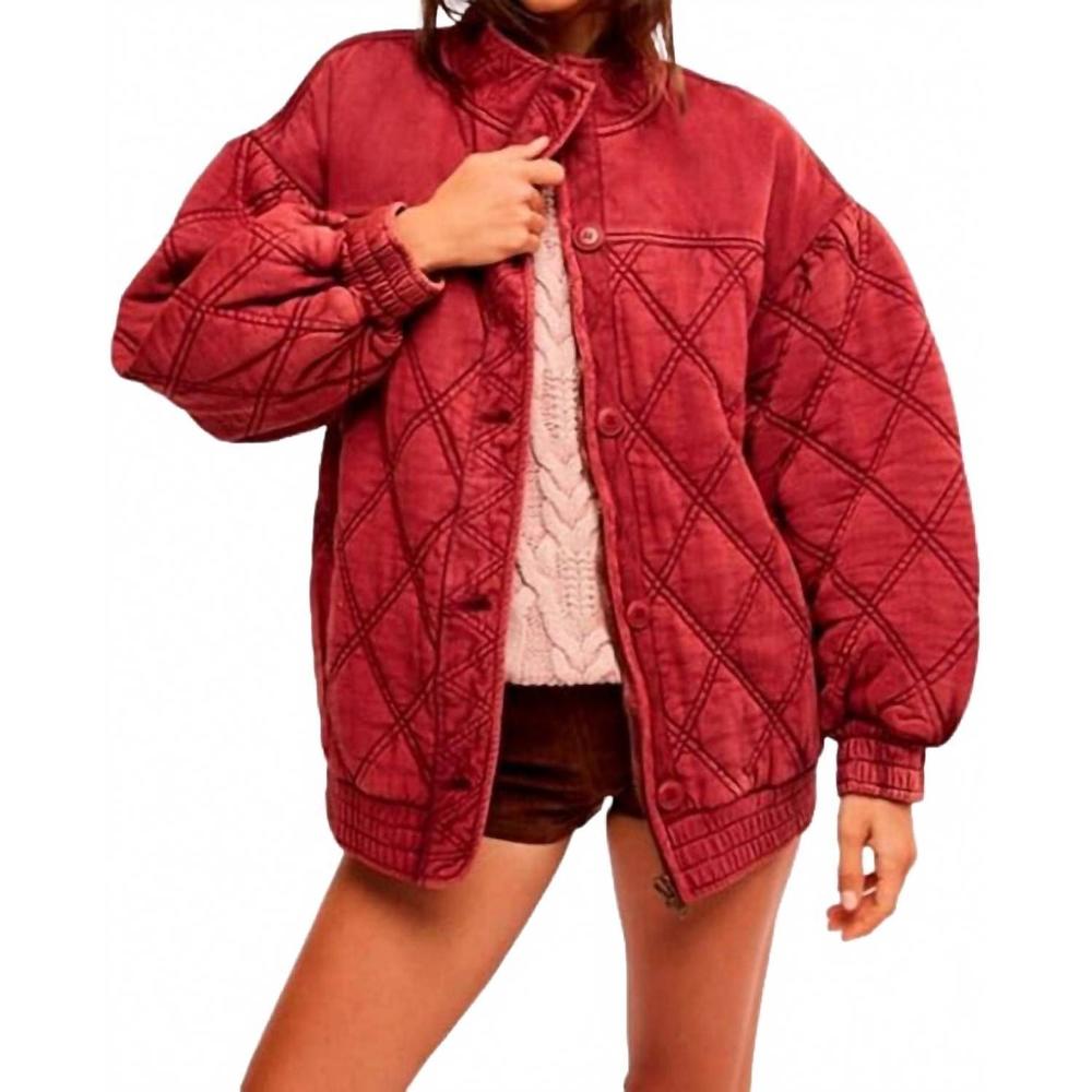 Free People Red Bomber Jacket